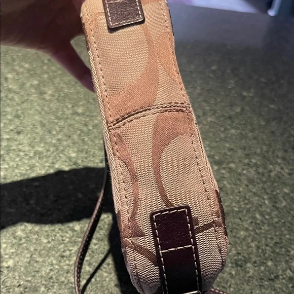 Coach Tan and Brown Signature Wristlet- Gently used - Picture 2 of 3